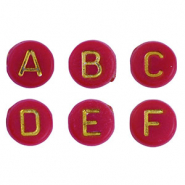 Perles lettres acryliques m&eacute;lang&eacute;es Rouge-dor&eacute;