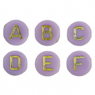 Perles lettres acryliques m&eacute;lang&eacute;es Violet-dor&eacute;