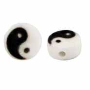Perles lettres acryliques Yin & Yang Blanc-noir