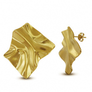 Boucles d'oreilles puces en acier Inox carré Doré