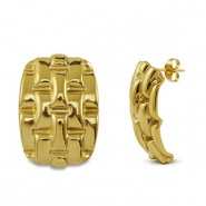 Boucles d'oreilles puces en acier Inox rectangle Doré