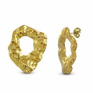 Boucles d'oreilles puces en acier Inox rond Doré