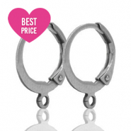 Apprêts en acier inox boucles d'oreilles dormeuses avec anneau Argenté