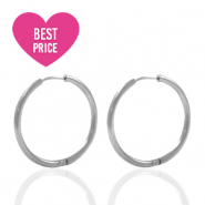 Boucles d'oreilles en acier Inox cr&eacute;oles 20mm Argent&eacute;