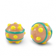 Perles acryliques points Vert-jaune