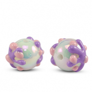 Perles acryliques points Perle violet-rose