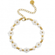 Bracelets en acier inox perles Dor&eacute;