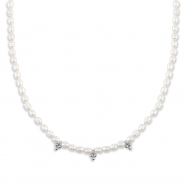 Colliers en acier Inox perles Argent&eacute;