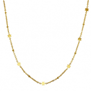 Colliers en acier Inox fleur Dor&eacute;