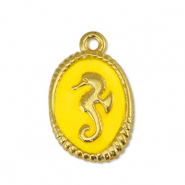 Breloques en m&eacute;tal DQ hippocampe Jaune-Dor&eacute; (sans nickel)