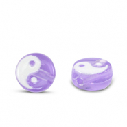 Perles lettres acryliques Yin & Yang Violet-blanc