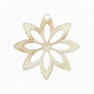 Pendentifs en r&eacute;sine fleur Beige