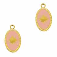 Breloques en acier Inox ovale soleil Doré-rose