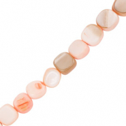 Perles coquillage carr&eacute; Rose-sable marron