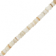 Perles coquillage disque Blanc-sable marron