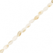 Perles coquillage ovale Blanc-sable marron