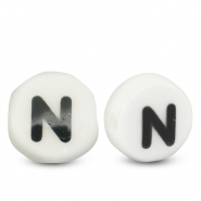 Perles lettres en céramique N Blanc-noir