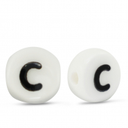 Perles lettres en céramique C Blanc-noir