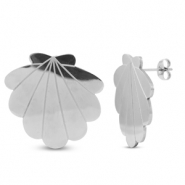 Boucles d'oreilles / puces en acier Inox coquille Argenté