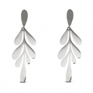 Boucles d'oreilles / puces en acier Inox feuille Argenté