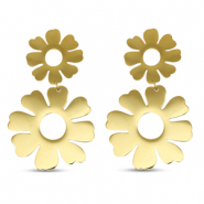 Boucles d'oreilles / puces en acier Inox fleur Doré