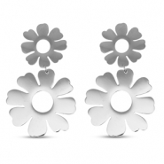 Boucles d'oreilles / puces en acier Inox fleur Argenté