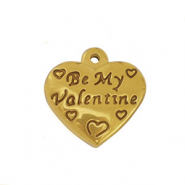 Breloques en acier Inox coeur Dor&eacute;