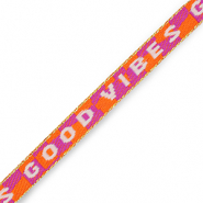 Ruban texte "Good vibes" Violet-orange-blanc-doré
