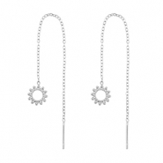 Boucles d'oreilles en acier Inox fleur Argenté