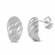 Boucles d'oreilles / puces d’oreilles en acier Inox torsadé Argenté