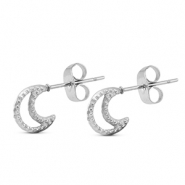 Boucles d'oreilles / puces d’oreilles en acier Inox lune Argenté