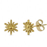 Boucles d'oreilles / puces d’oreilles en acier Inox soleil Doré