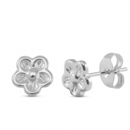 Boucles d'oreilles / puces d’oreilles en acier Inox fleur Argenté