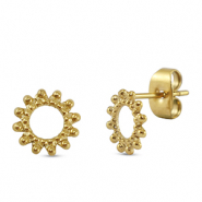 Boucles d'oreilles / puces d’oreilles en acier Inox fleur Doré