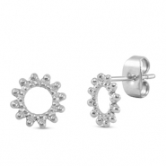 Boucles d'oreilles / puces d’oreilles en acier Inox fleur Argenté