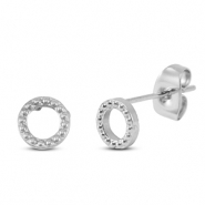 Boucles d'oreilles / puces d’oreilles en acier Inox rond Argenté