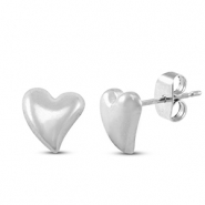 Boucles d'oreilles / puces d’oreilles en acier Inox coeur Argenté