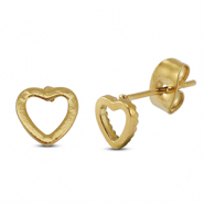 Boucles d'oreilles / puces d’oreilles en acier Inox coeur Doré