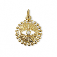 Métal TQ laiton breloques zirconium oeil porte-bonheur Doré
