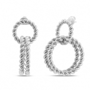 Boucles d'oreilles / puces en acier Inox créoles Argenté