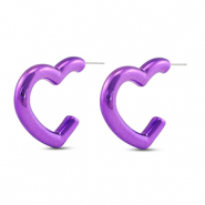 Boucles d'oreilles tendance coeur Violet