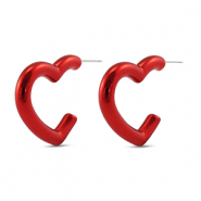 Boucles d'oreilles tendance coeur Rouge