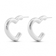 Boucles d'oreilles tendance coeur Argenté