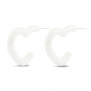 Boucles d'oreilles tendance coeur Blanc-pearl shine coating