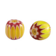 Perles Millefiori tube Orange clair-rouge