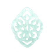 Pendentifs en r&eacute;sine losange baroque Aqua blanchi