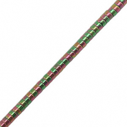 Perles hématites disque 2mm Rose-vert-AB coating