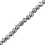 Perles h&eacute;matites facett&eacute;es ronde 3mm Argente