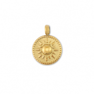 Breloques en acier Inox rond avec soleil Doré
