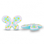 Perles acryliques papillon Bleu-rose pastel-jaune